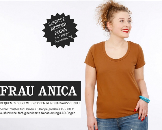 Studio Schnittreif - FRAU ANICA Basicshirt mit Rundhalsausschnitt, Kurz- und Langarm, PAPIERSCHNITT